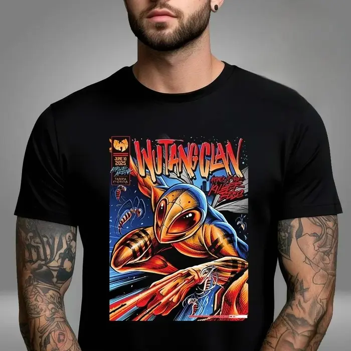 Wu Tang Clan Global Tour Mercah T-shirt imprimé graphique haut de gamme de luxe hommes femmes
