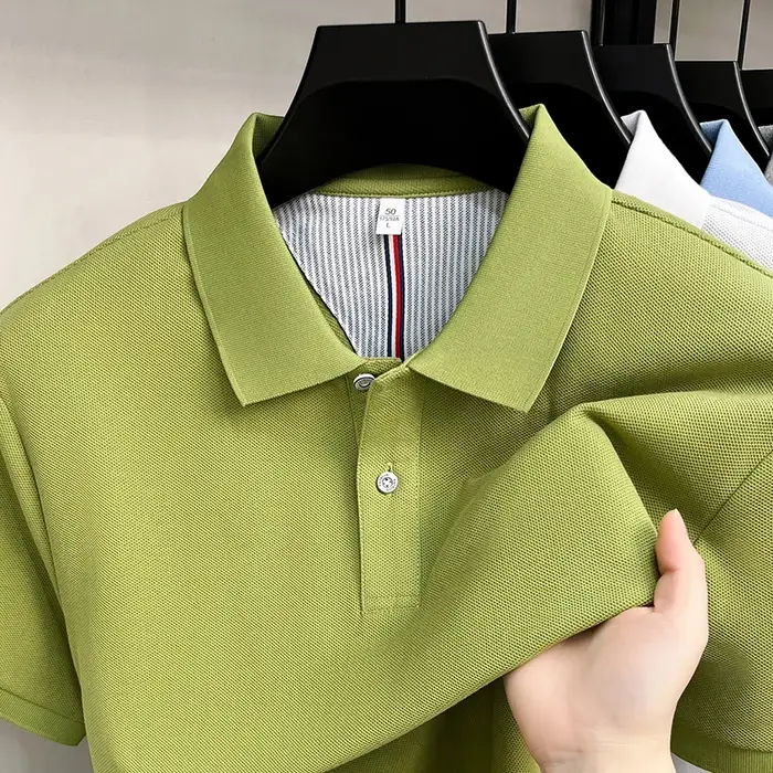 100% coton de luxe chemise polo à manches courtes pour hommes nouveau classique simple couleur solide confort été respirant casual business T-shirt