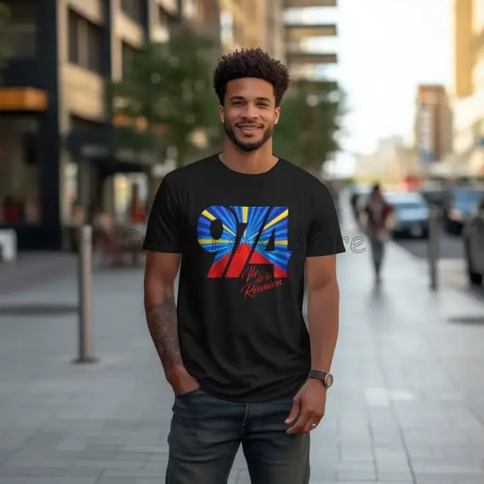 Personnalisé 974 île de la réunion Logo imprimé T-shirt hommes coton graphique t-shirts été décontracté grande taille