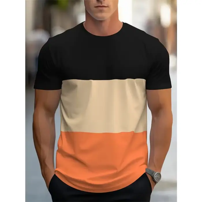 T-shirt à motif de rayures colorées pour hommes