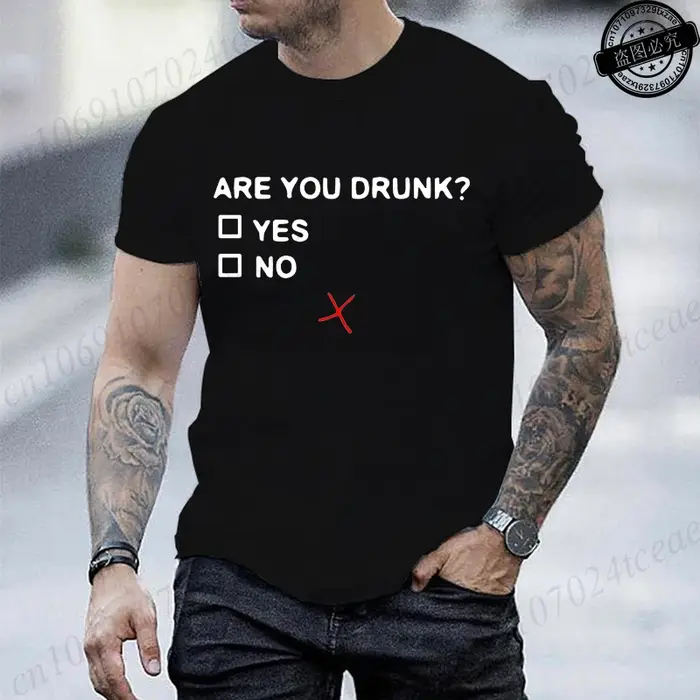 T-shirt à manches courtes pour hommes, design de style mode « Are You Drunk », vêtements amusants pour les amateurs de bière, t-shirt décontracté pour hommes
