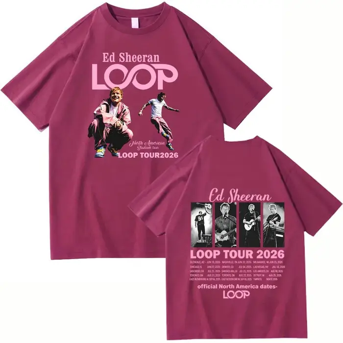 Ed Sheeran Loop Tour 2026 T-shirt homme femme Harajuku chemise décontractée à manches courtes et col rond