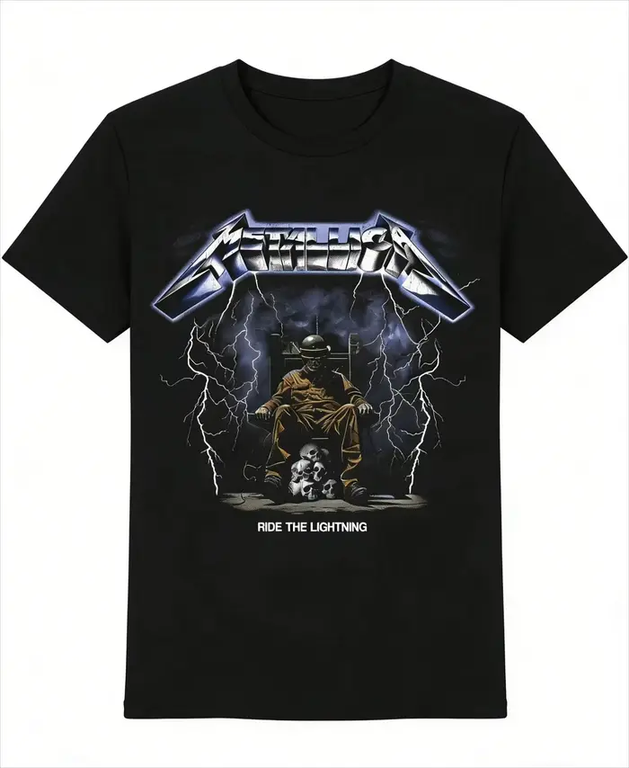 T-Shirt Wolf Metallica Band 100% coton