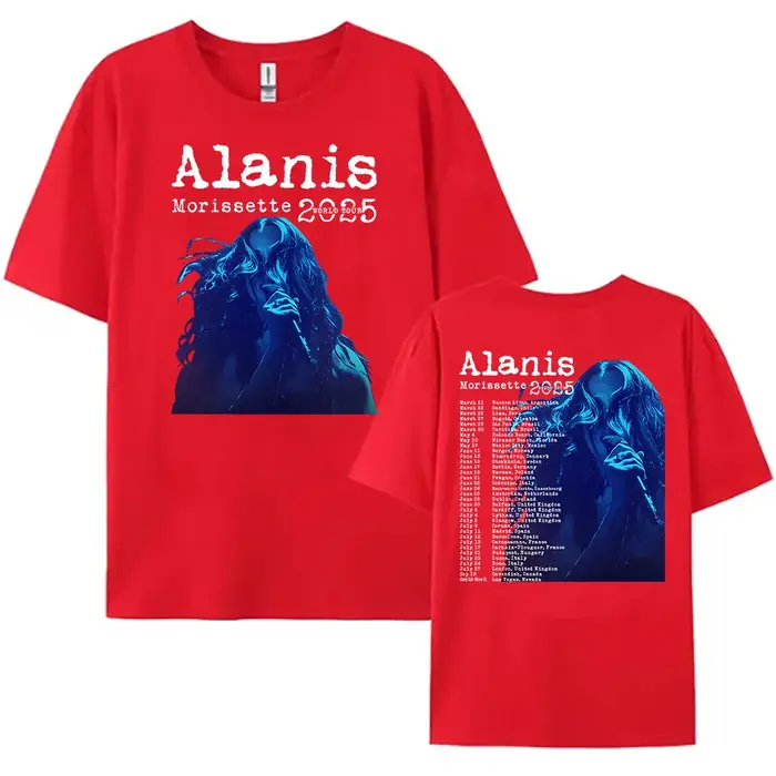 Alanis Morissette 2025 Tour du monde T-shirt à manches courtes col rond femmes/hommes t-shirts Streetwear Hip Hop