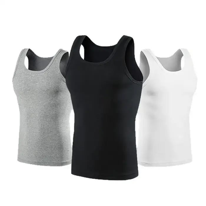 100% pur coton blanc gris noir hommes débardeurs été grande taille Singlets Fitness
