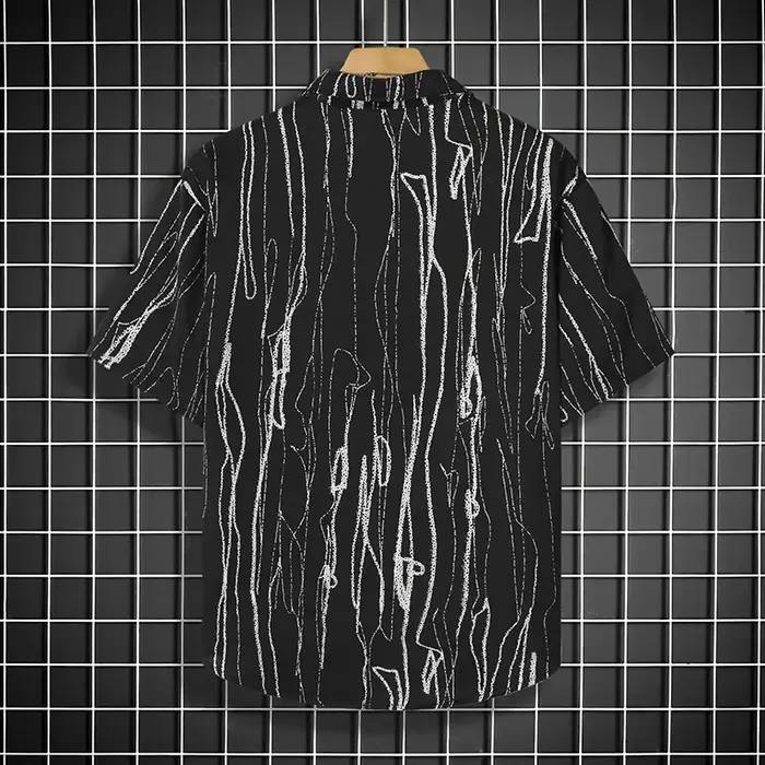Chemise noire à manches courtes pour hommes