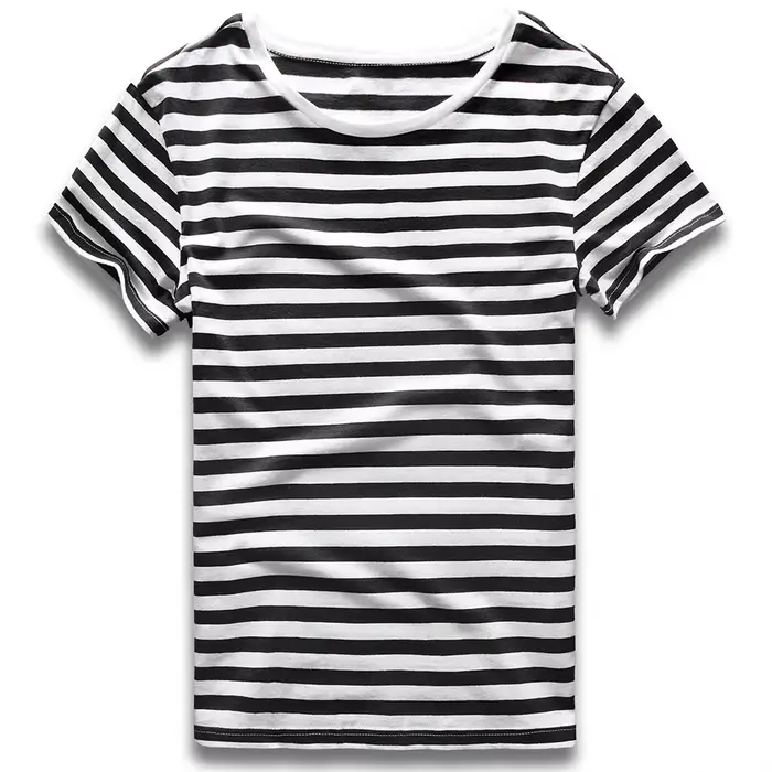 Hommes rayé T-Shirt rayures haut t-shirts mâle mode à manches courtes bleu rouge blanc noir