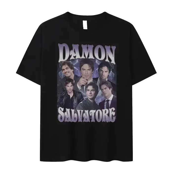 Damon Salvatore Ian Somerhalder émission de télévision T-shirt pour femmes été hauts t-shirts col rond