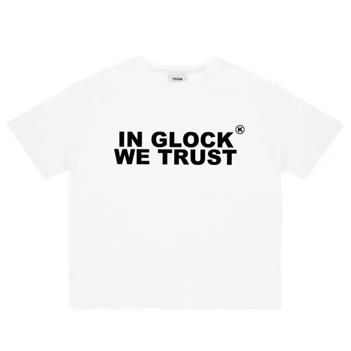 T-Shirt pour hommes IN GLOCK WE TRUST, en coton graphique, surdimensionné, Vintage, Harajuku, à manc
