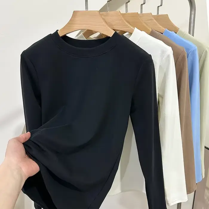 T-shirt en coton à manches longues pour femme
