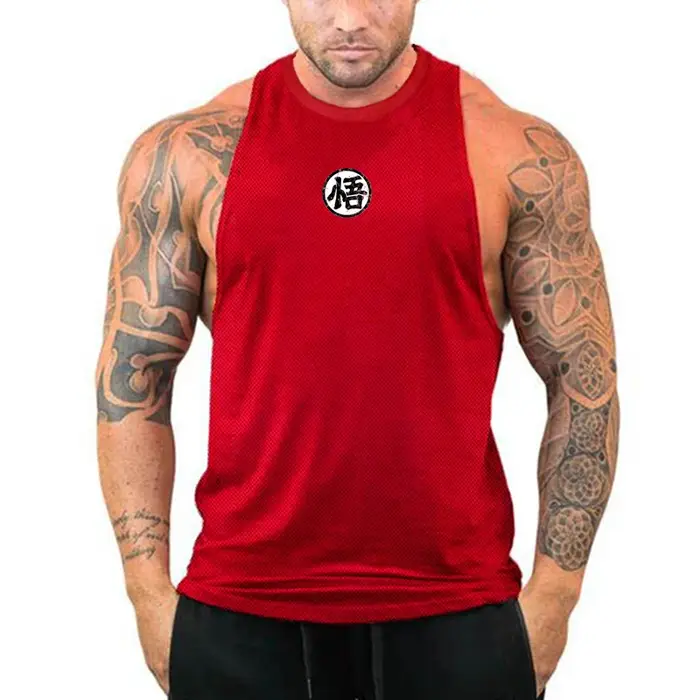 Logo d'anime japonais Wu Font impression drôle été Fitness hommes débardeur musculation Stringer séchage rapide gymnastique entraînement gilet musculaire