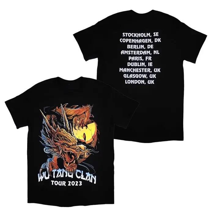 T-shirt ample à manches courtes rétro américain du groupe hip-hop Wu-Tang Clan pour hommes et femmes