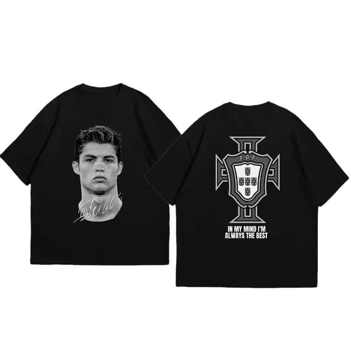 Cristiano Ronaldo football Superstar mode imprimé à manches courtes coton T-shirt hommes femmes porté Style américain été rétro tendance