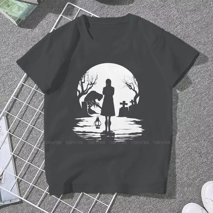 Addams Silhouette T-shirt manches courtes femme, décontracté, vintage, collection mercredi, Harajuku