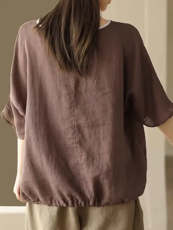 T-shirt à empiècements à col rond pour femmes