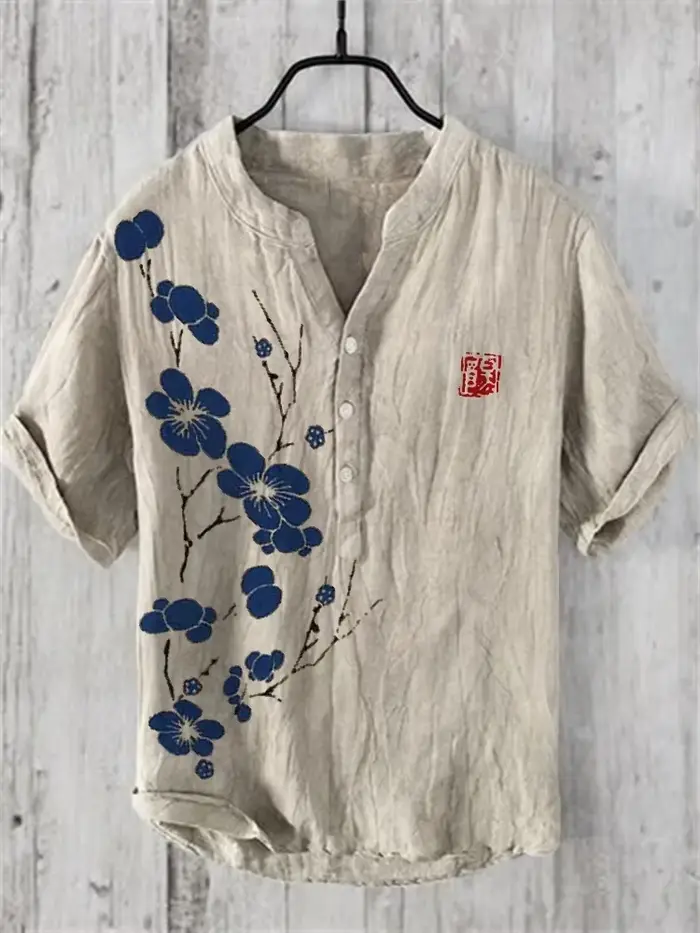T-shirt à manches courtes imprimé artistique pour hommes