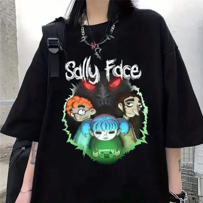 Sally Face hommes t-shirt imprimé régulier à manches courtes T-shirts femme Harajuku mode d'été décontracté