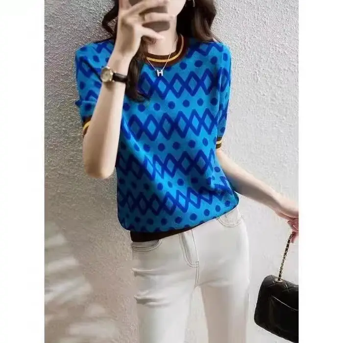 Pull en cachemire à manches courtes pour femme