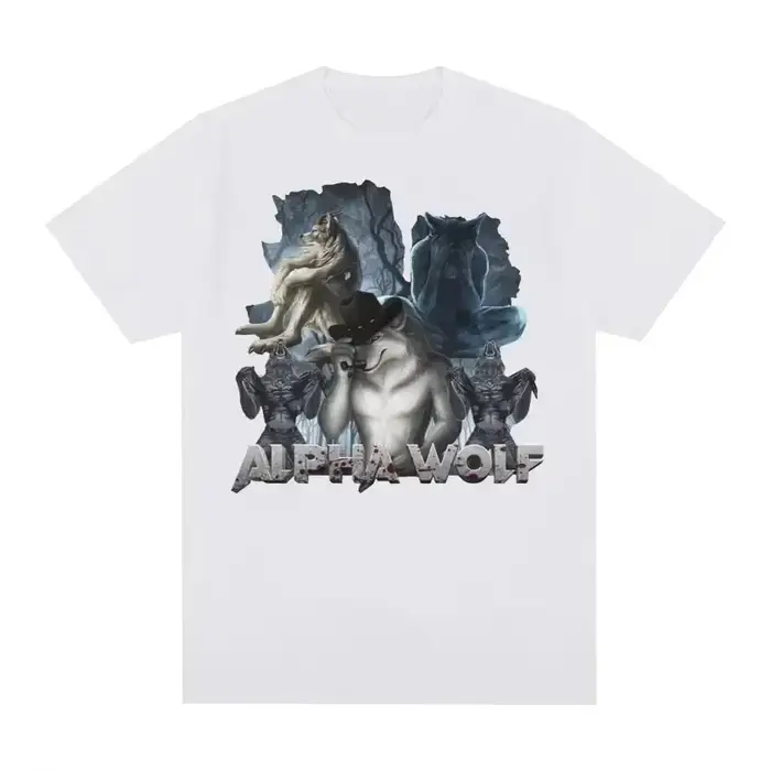 T-shirt amusant motif loup déchiqueté