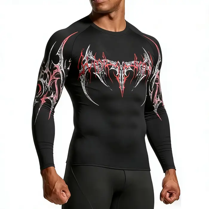 T-shirt à manches longues pour homme, t-shirt de sport compressif, vêtements de sport, collants moul