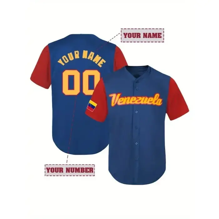 T-shirt de baseball Venezuela personnalisé pour hommes et femmes