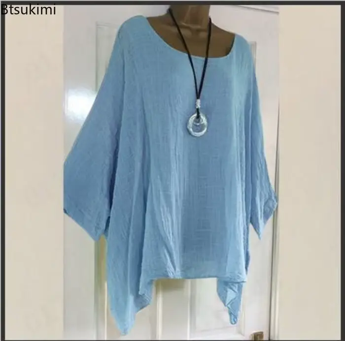 Nouveaux T-shirts amples à manches chauve-souris unies pour femmes
