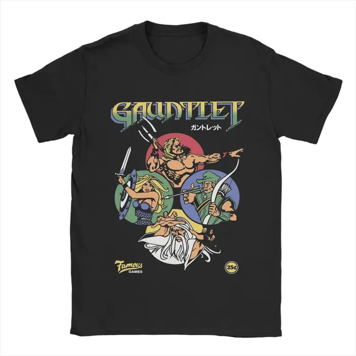 Gauntlet rétro jeu T-Shirt hommes 100% coton incroyable T-Shirt col rond t-shirts à manches courtes