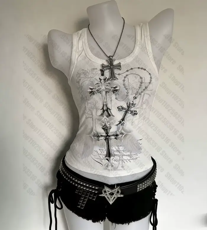 Crop Top Femme Esthétique Blouses Femme Vêtements Années 90 Vintage Été Emo Tops Mignons avec Bretel