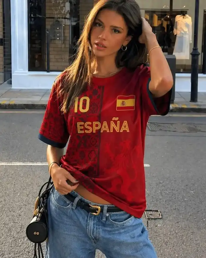 Nouveau T-shirt de supporter de football pour femme