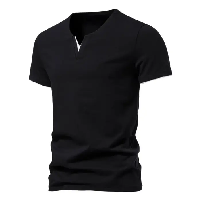 T-shirt Henley à manches courtes pour homme