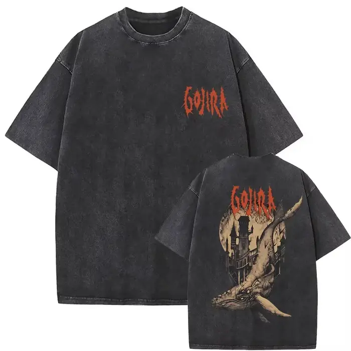 T-shirt vintage en métal lavé pour homme et femme, groupe de rock Gojira, From Mars To Sirius, style