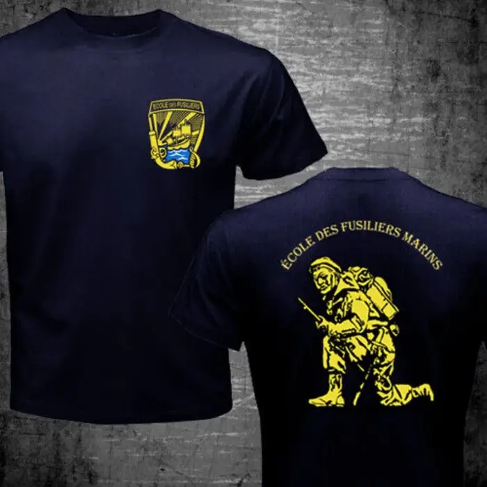 Corps des Marines français Ecole Des fusiliers Marins Lorient militaire T-shirt à manches courtes décontracté 100% coton hommes t-shirts