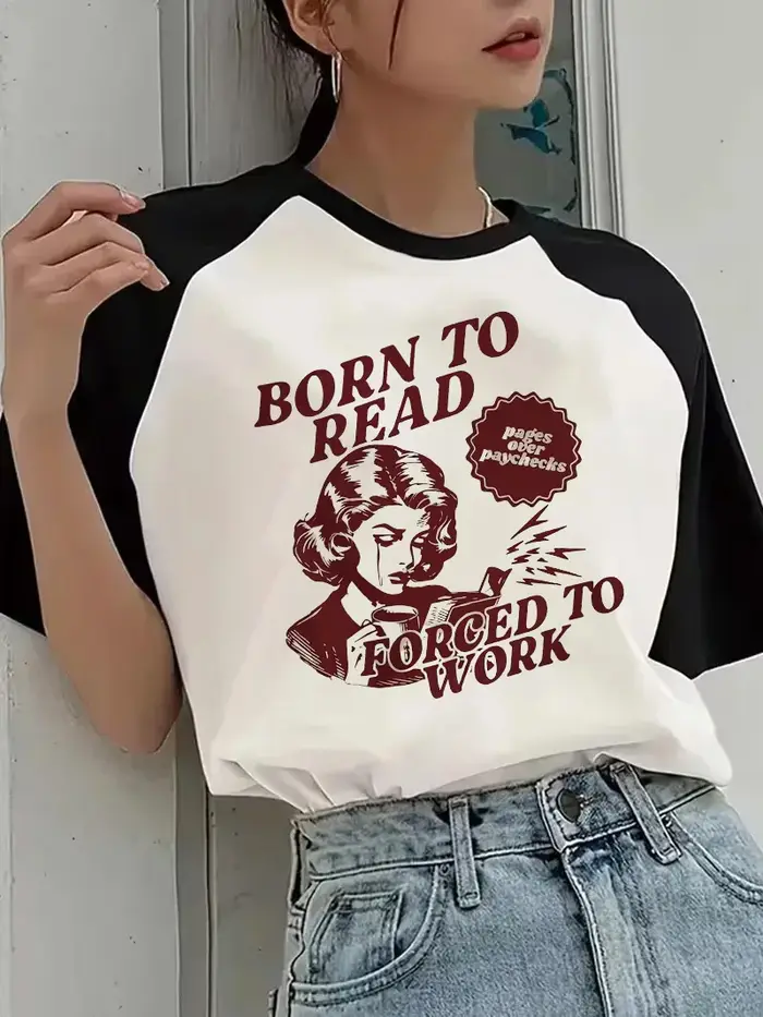 T-shirt pour femme avec motif vintage pour les amoureux des livres