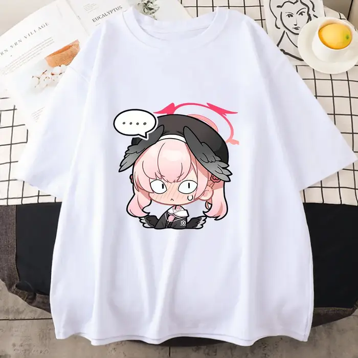 Bleu archives Koharu chemises 100% coton t-shirts occasionnels Kawaii personnage Anime T-shirt Manga graphique