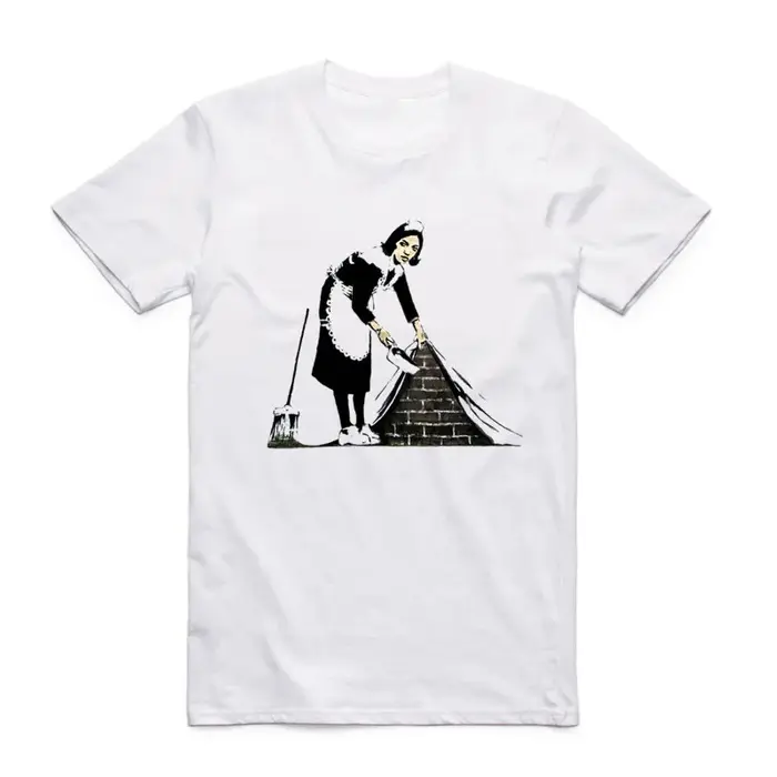 2019 hommes Banksy Design urbain Art T-shirt blanc col rond manches courtes été Hipster Streetwear Cool haut décontracté