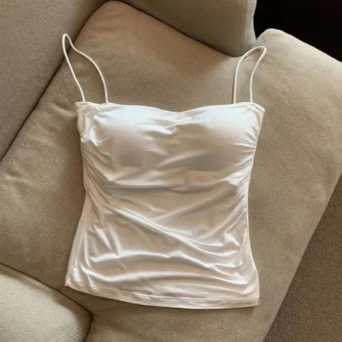 Débardeurs femmes avec soutien-gorge intégré Spaghetti sangle réservoirs pour femme couleur unie décontracté été Camis