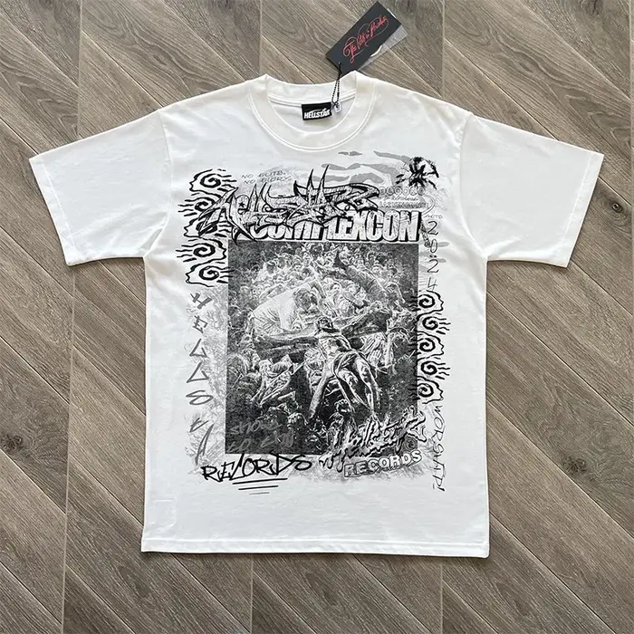 HELLSTAR T-shirt à manches courtes en pur coton, style européen et américain, HST009