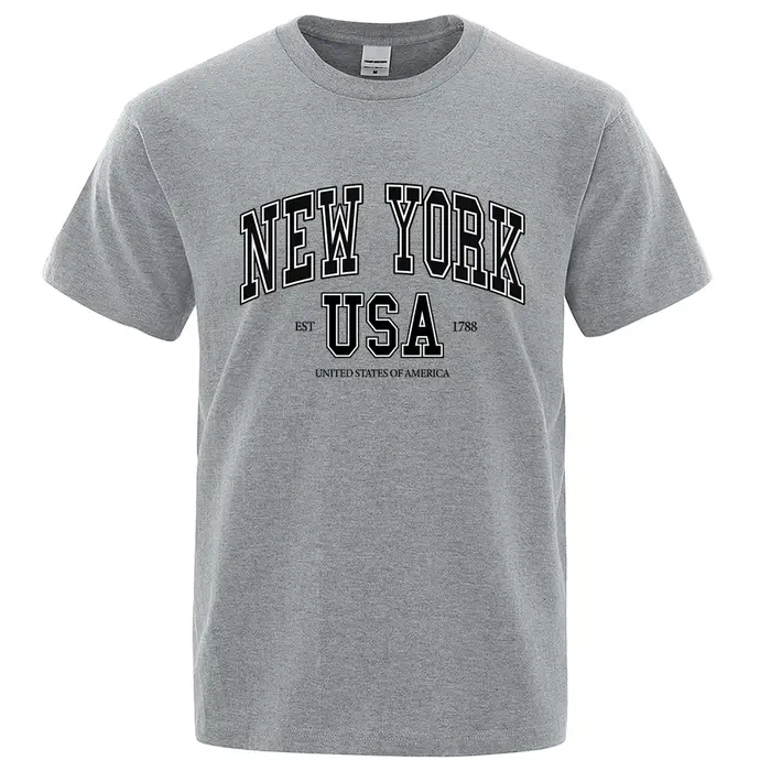 T-shirt à col rond pour homme, ample, en coton, surdimensionné, style Hip Hop, New York, Usa, Street City, 1788