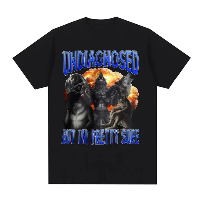 Indiagnostic mais je suis joli loup sûr drôle Meme T-shirt pour hommes femmes Harajuku gothique rétro