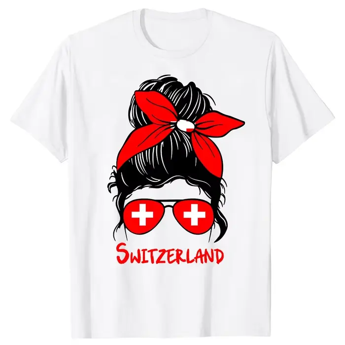 Drôle suisse suisse fille drapeau T-shirts hauts col rond à manches courtes mode t-shirt vêtements décontracté basique T-shirts