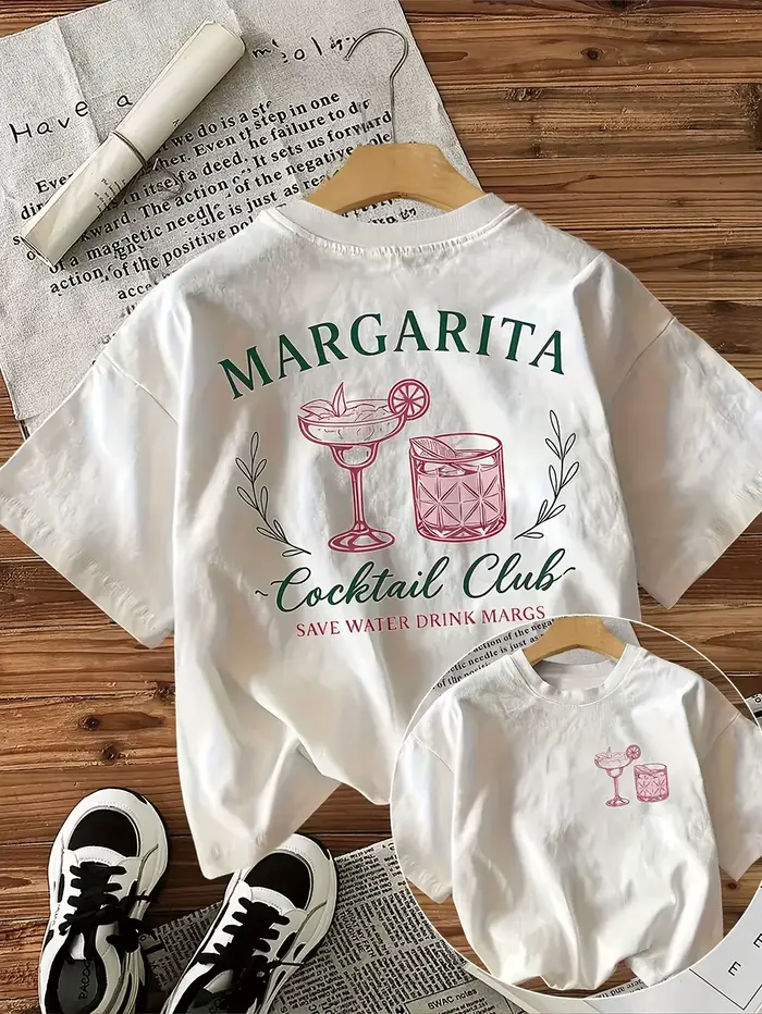 T-shirt pour femme Margarita Cocktail Club - Motif « Save Water Drink Margs », haut blanc décontract