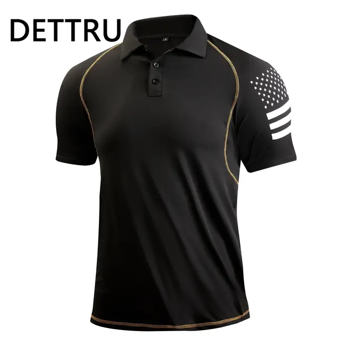 DETTRU T-shirts pour hommes Activités de plein air d'été Sports tactiques Col polo Sweat-shirts à bascule