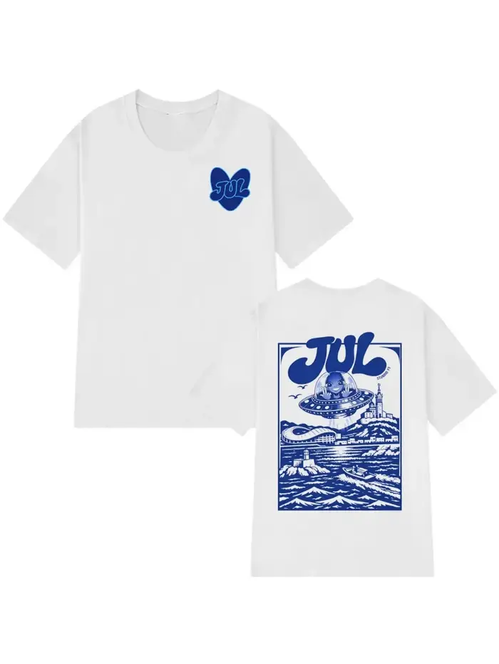 T-shirt d'été pour homme JUL Rapper Pattern, T-shirt imprimé Hip Hop UFO Ocean, style streetwear déc