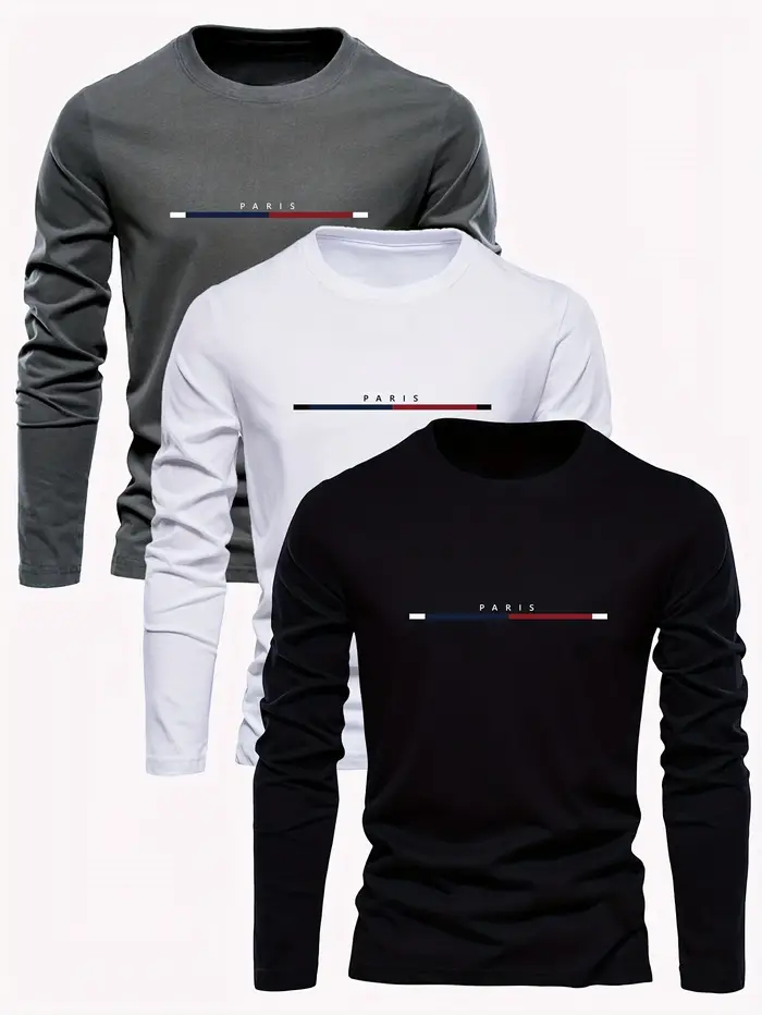 T-shirt à manches longues et col rond pour homme