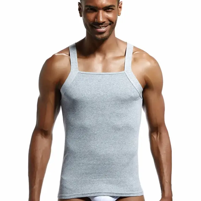 Mode homme gilet coton serré débardeur maison sommeil décontracté solide garçon Sexy taille asiatique