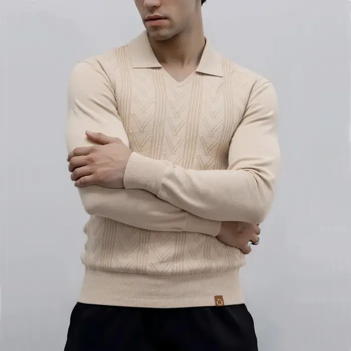 AIOPESON 2025 Polo Henley moderne pour hommes couleur unie à manches longues mode coupe avant luxe affaires Social Premium haut masculin