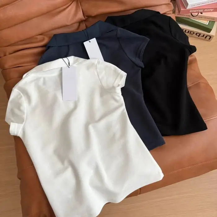 T-shirt Polo Femme A10 à Col Revers Manches Courtes Coupe Slim Amincissante pour le Tennis et le Yog