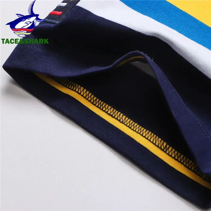 TACE & SHARK-Polo brodé de requin à rayures pour hommes
