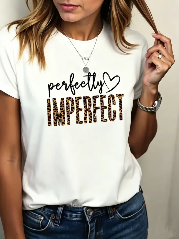 T-shirt graphique Perfectly Imperfect avec cœur d'amour