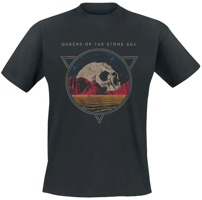 T-shirt à imprimé géométrique Queens of The Stone Age Skull Mountain, 100% coton unisexe, Stoner Roc